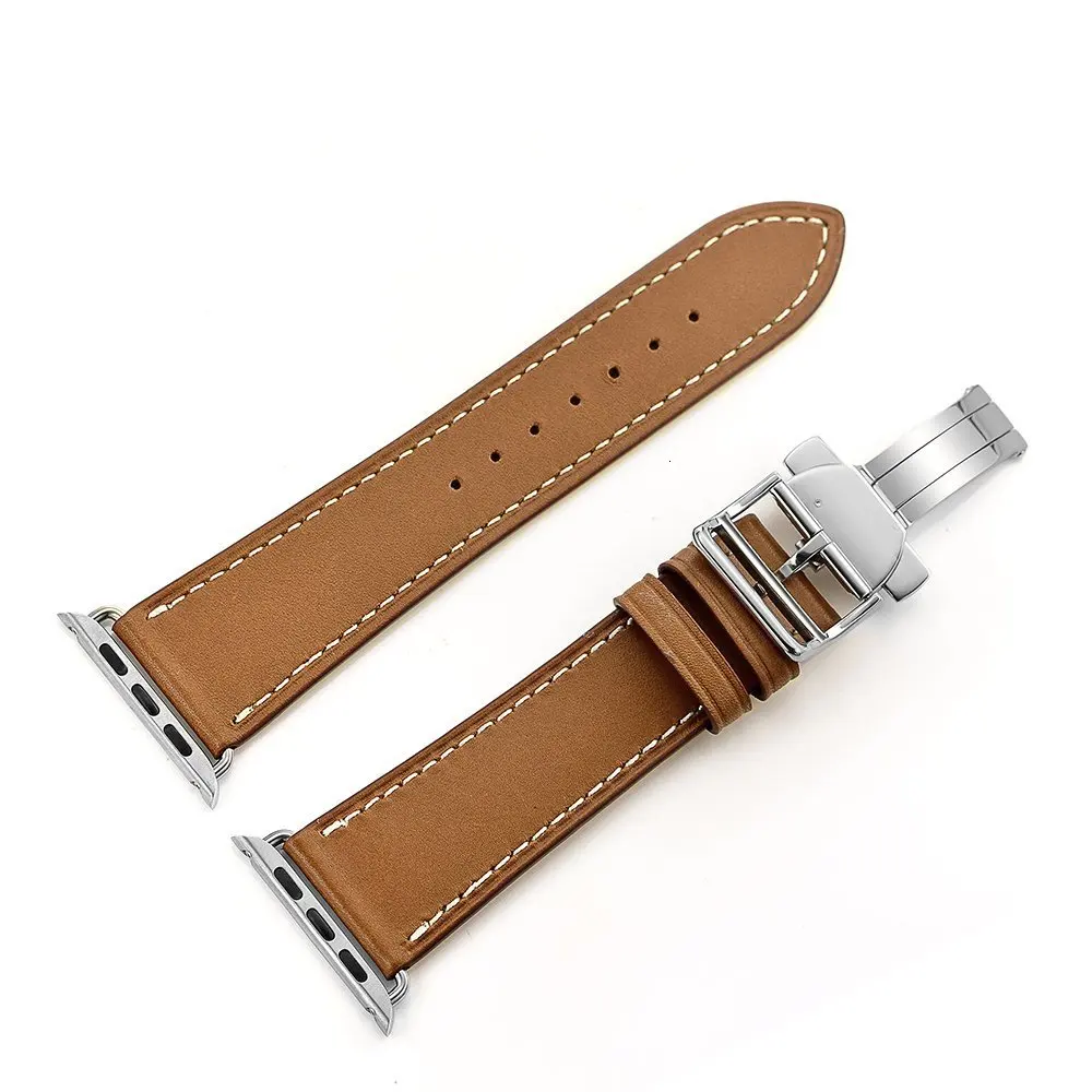 Ремешок из натуральной кожи для Apple Watch 44 мм Double Tour 42 мм 40 мм для iwatch Series 5 4 3 2 кожаный ремешок 38 мм женский браслет