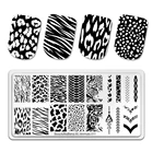 Трафареты BeautyBigBang для стемпинга ногтей с леопардовым принтом змеиной зебры, пластины для самостоятельного дизайна ногтей, шаблон из нержавеющей стали