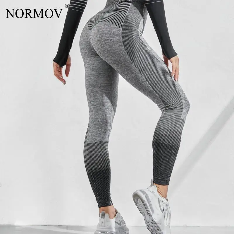 

NORMOV Leggings for Women Push Up Sports Sexy Gradients Compression Leggings Running High Waist Seamless Workout Gym Legging