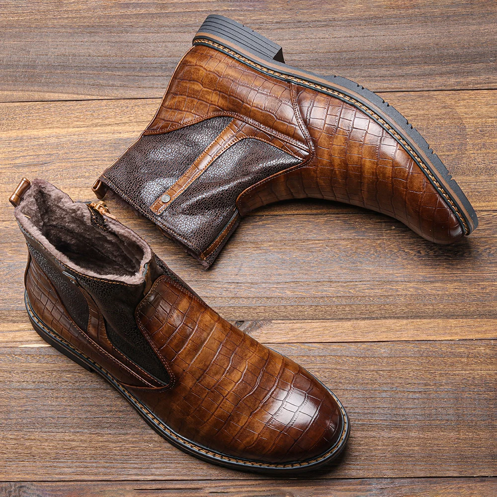 Winter Boots For Men Leather Warm Snow Boots Comfortable Men Winter Shoes