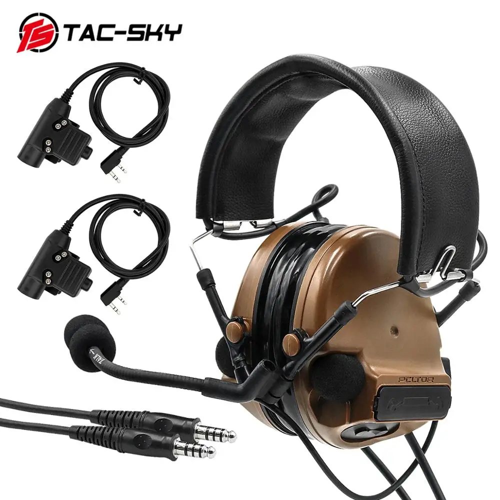 TAC-SKY COMTAC III двойной проходной силиконовый наушник версия шумоподавления тактическая гарнитура+ 2 военных адаптера KENWOOD U94 PTT