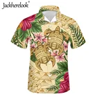 Jackherelook горячая Распродажа Гавайская Для мужчин рубашки Винтаж черепаха китайская роза Самоанская короткий рукав мужской блузка на пуговицах в уличном стиле, женские рубашки