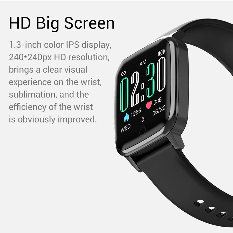 new r1 heart rate monitor smart watch 1 3 hd color screen blood pressure sport watch ip67 waterproof bracelet wearable device free global shipping