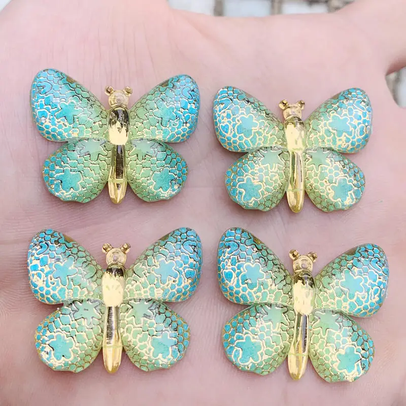 10 шт. разноцветные бабочки с отверстиями плоской задней поверхностью и