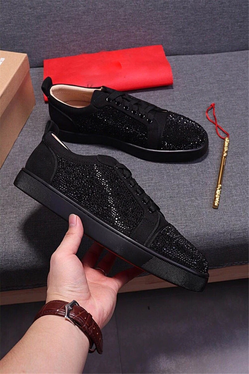 

2020 New Red Bottom Brand Designers Leather Shoes Men Casual Fashion Loafers Spikes Rivets Runway Lace Up Sneakers With Box A21