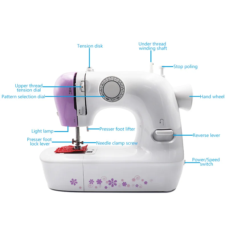 Оптовая продажа 12 стежков многофункциональная швейная машина двойная скорость