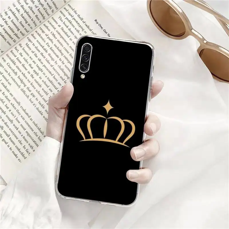 

Matte Crown King Queen Phone Case Transparent for Samsung A71 S9 10 20 HUAWEI p30 40 honor 10i 8x xiaomi note 8 Pro 10t 11