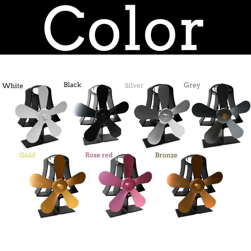 

Multi-color 5 Blade Vertical Wall Mounte Heat Fireplace Fan Stove Powered Stove Fan Log Wood Burner Eco Silent Fireplace Fan