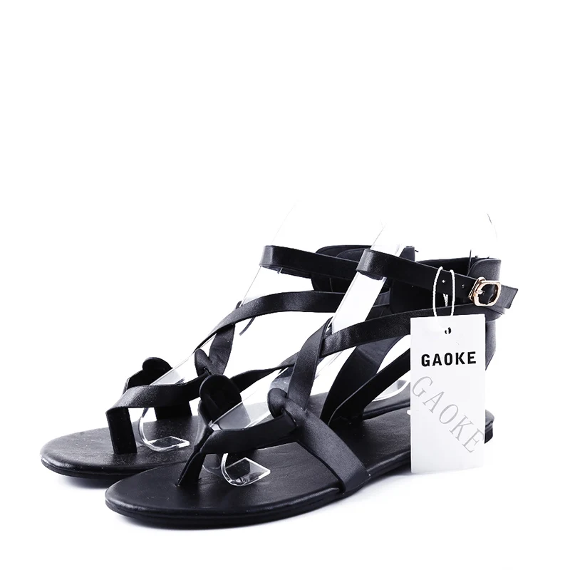 

2018 Summer Woamn Shoes Woman Bandage Sandals Female Casual Low Heel Ankle Strap Flip Flops Women Beach Sandals Flat Sandals