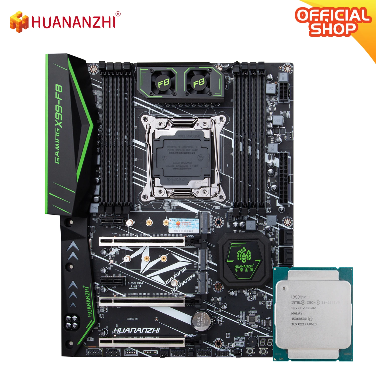 HUANANZHI X99 F8 материнская плата с процессором Intel XEON E5 2678 V3 MOS LGA 2011 3 DDR4 rec NON ECC памяти