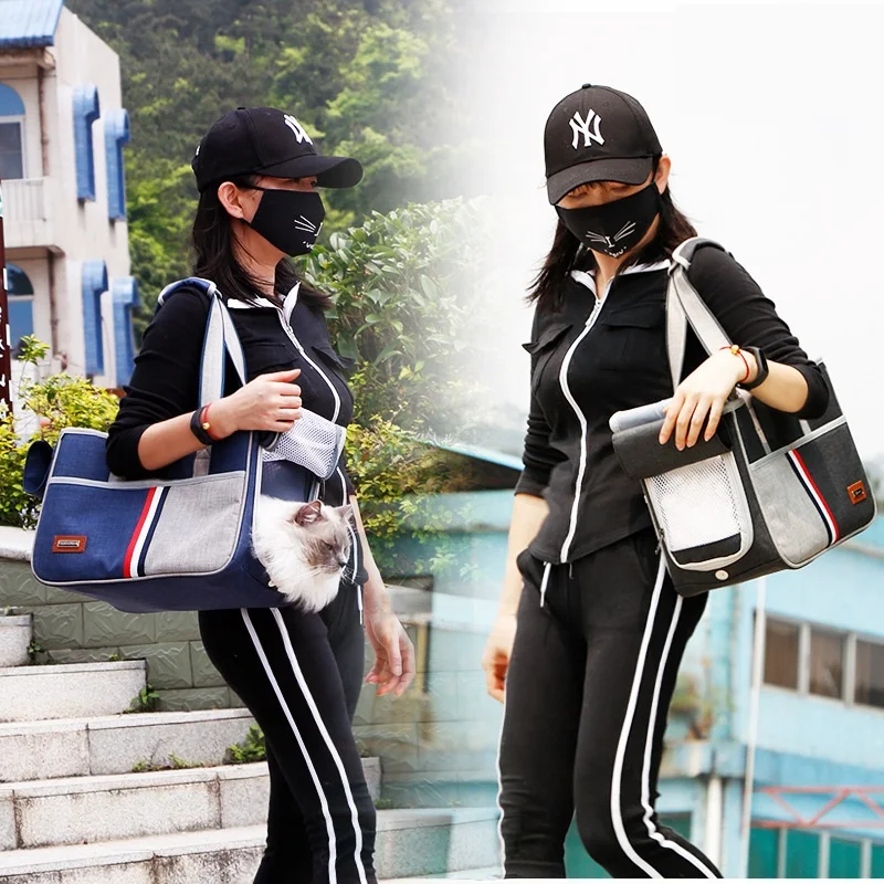 

Cat Carrier Bags Portable Breathable Foldable Dog Shoulder Bag Pet Travel Carrier Hangbag For Cats And Small Dogs Three Doors