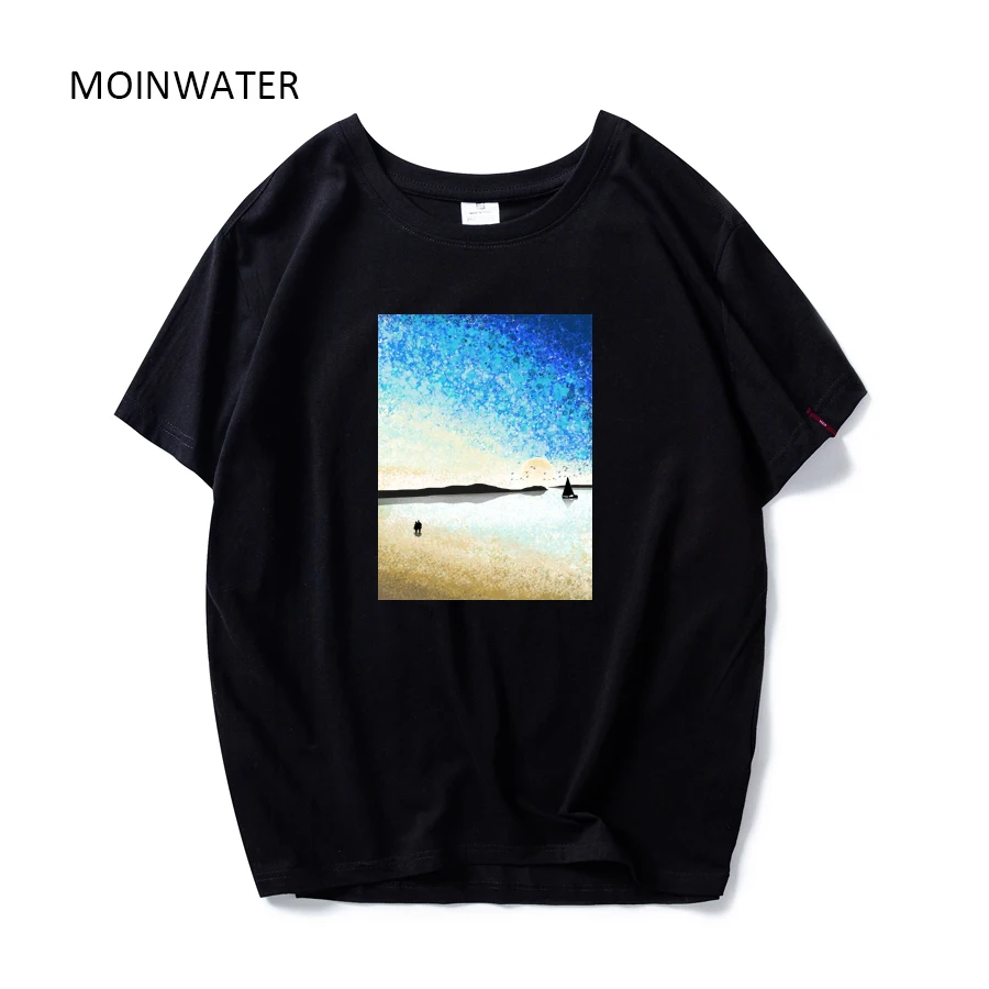MOINWATER брендовые новые женские хлопковые футболки с рисунком неба летние коротким