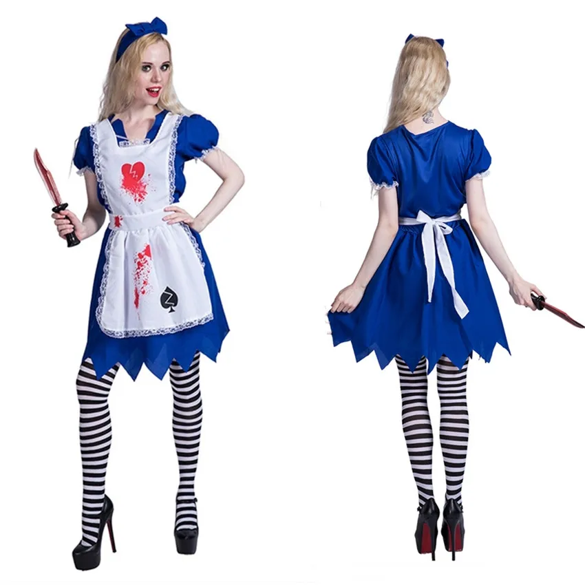 Женский костюм для косплея Хэллоуин страшный зомби женщин маскарада Французская