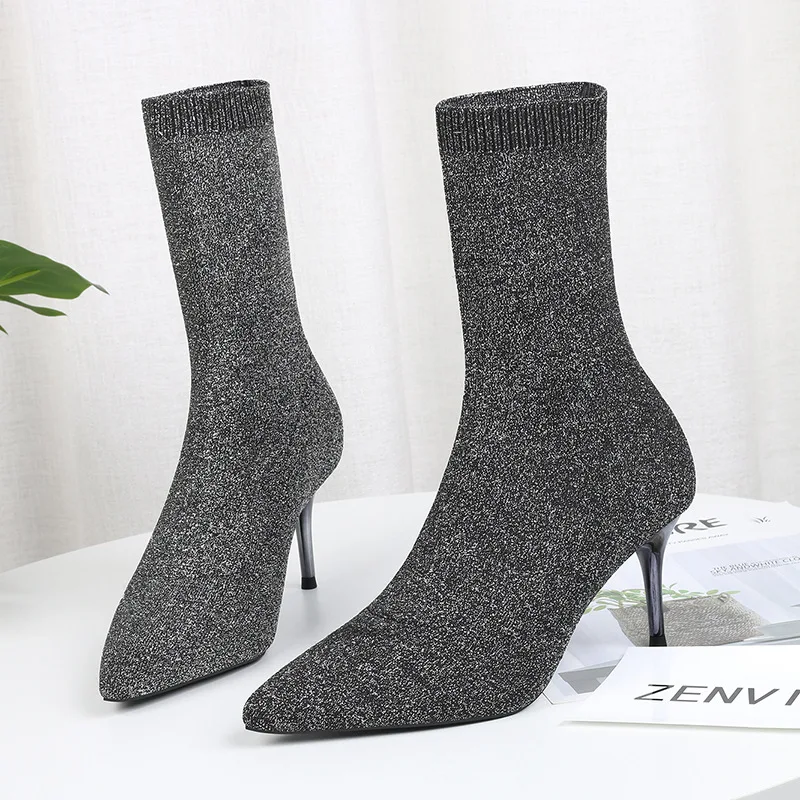 

Stretch Fabric Gladiator Women's Platform Pumps Ladies Pointed Toe Dress High Heel Shoes Woman Thin Heels Slip On Footwear 2020