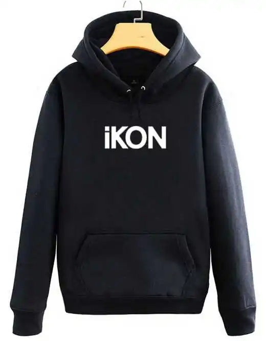 

Толстовка с капюшоном для фанатов Kpop Idol Group Ikon, черная, красная, Толстовка-Бобби, простые мужские и женские толстовки