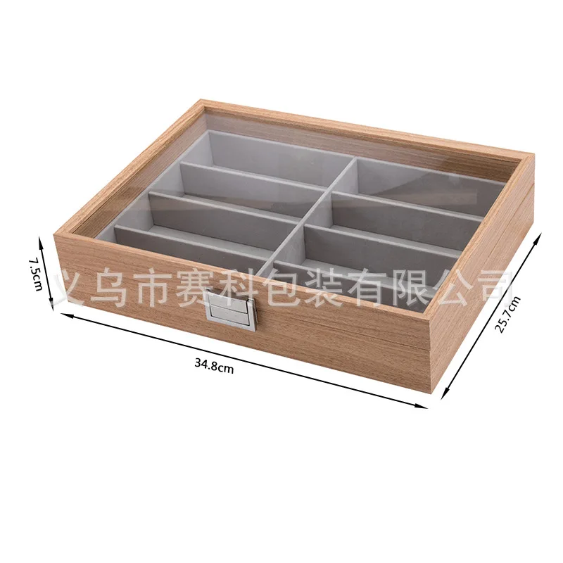 Storage Glasses Rack Sunglasses Display Tray 8 Grid Velvet Display Case Storage Organizer Box Store Window