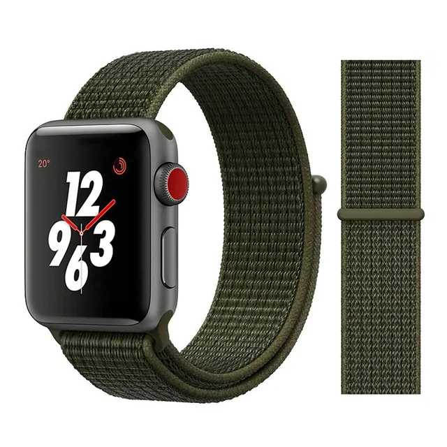 Für Apple часы Uhr группа серии 3/2/1 38 мм 42 мм нейлон Weiche Atmungsaktive нейлон für наручных часов iWatch, ersatz Спорт Шлайфе series4 40 мм 44 м - Цвет ремешка: Color30 Olive Green