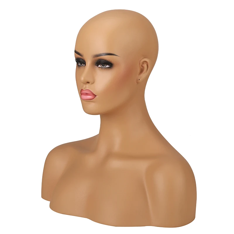 Женская голова-манекен Firberglass с плечами для показа парика |