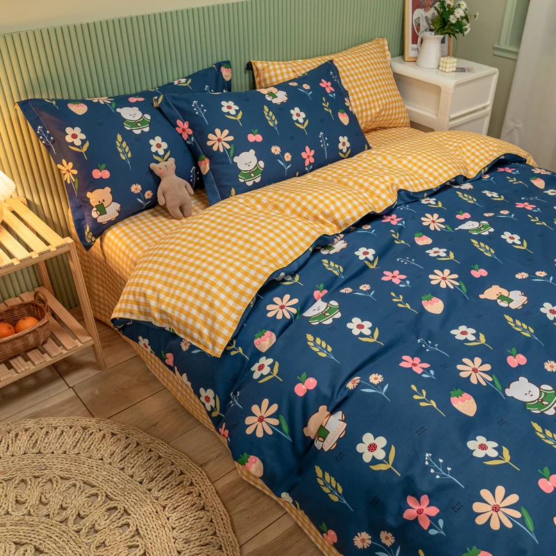 

Four-Piece Bed Sheet, Duvet Cover, Pillowcase, 100% Cotton, Comfortable At Home, Bedding, Stylish And Simple