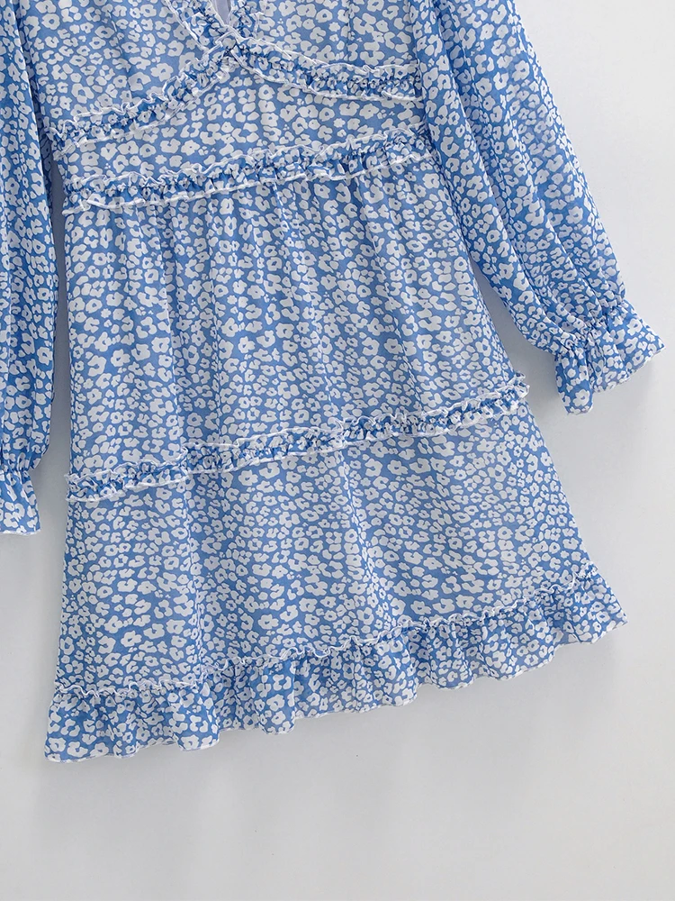 Женское шифоновое платье рубашка с V образным вырезом и цветочным