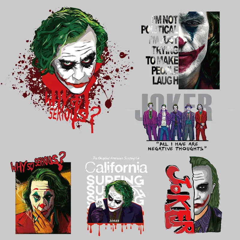 Термонаклейка на одежду Iron on Heat Transfer Clothes New America Movie Joker Men DIY Fashion Printing T-shirt Washable Vinyl Sticker.