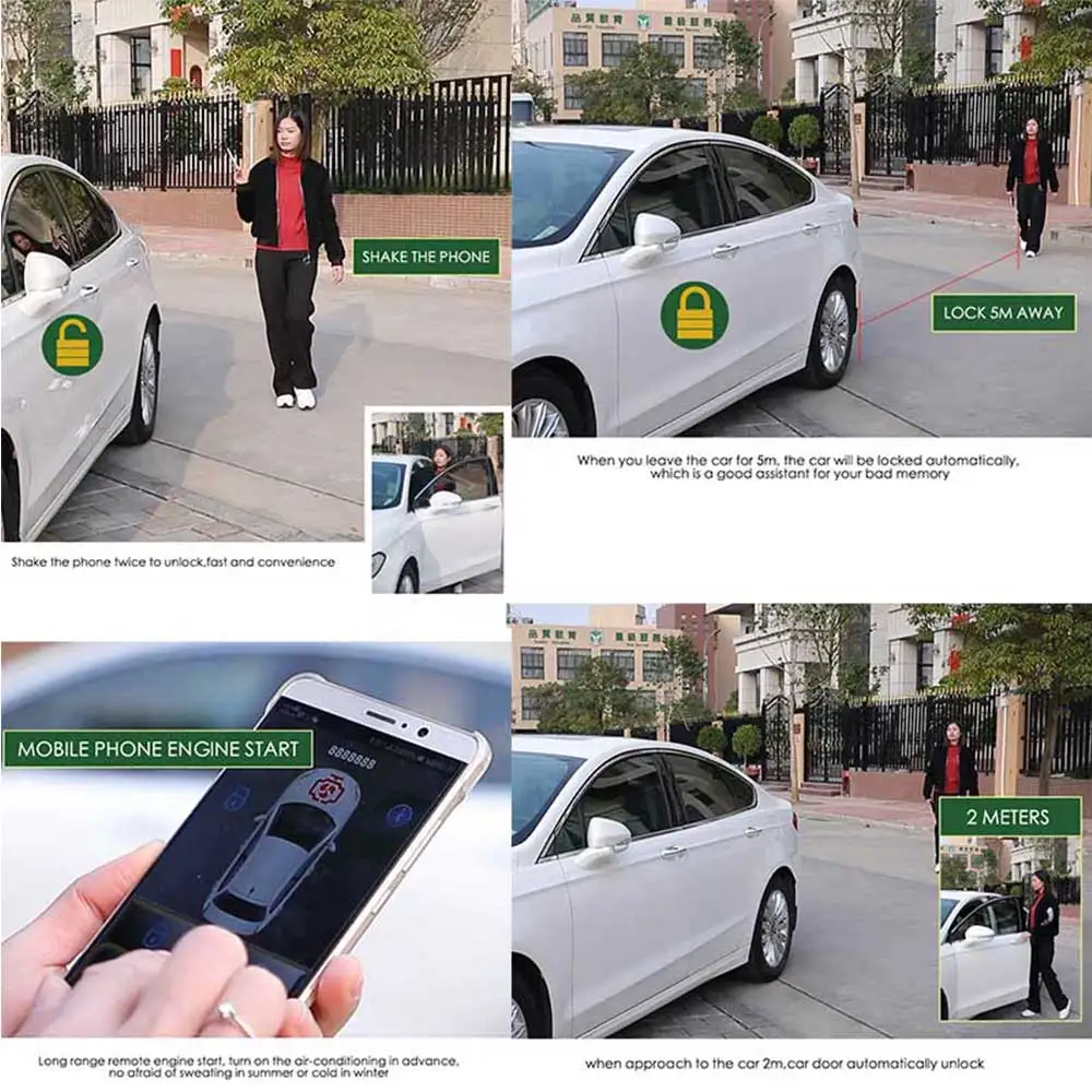 

Universal SUV PKE keyless Entry Engine Start Car Alarm System Push Button Remote Starter Smart Car Start Button System Car Door