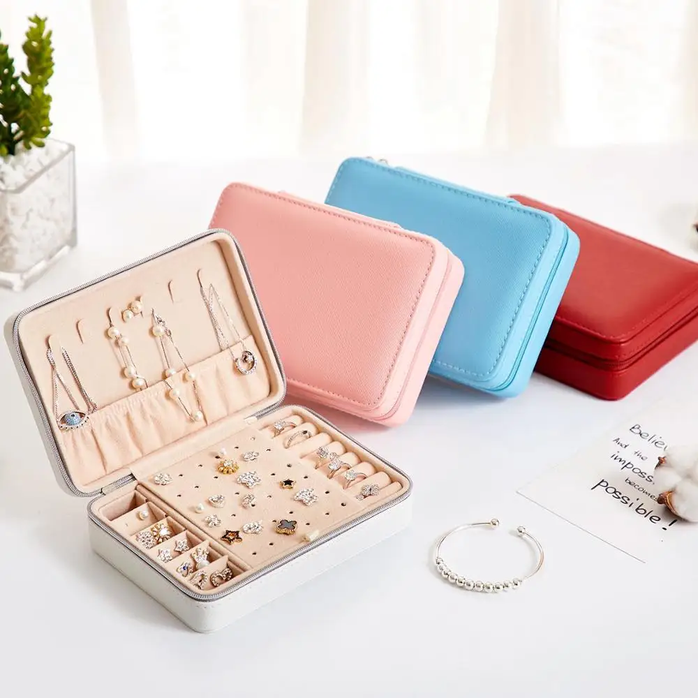 Портативная дорожная маленькая шкатулка для украшений из ПУ кожи органайзер