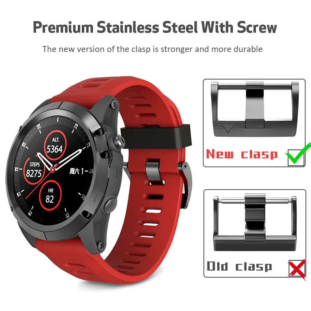 26 мм ширина силиконовый ремешок для Garmin Fenix 5X часов 3HR/3/Fenix Plus с винтовой