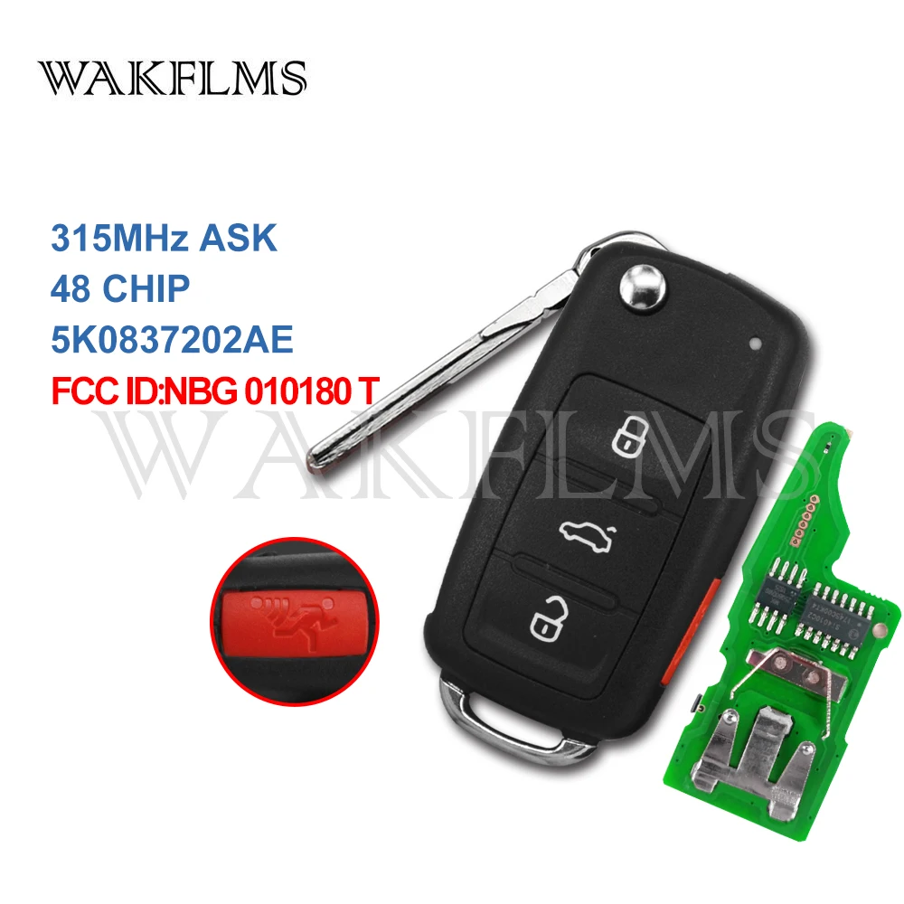 5K0837202AE дистанционный Автомобильный ключ 315 МГц для VW Jetta Passat Beetle Tiguan EOS Golf 2011 2017 48