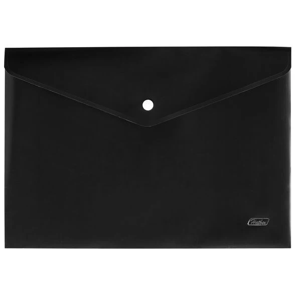 Папка-конверт на кнопке А4 180 мкм черная | Канцтовары для офиса и дома