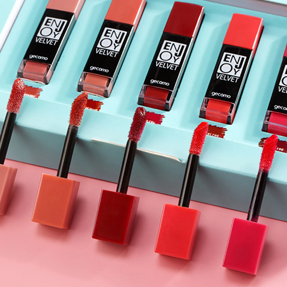 5 шт./компл. матовый набор жидкой глазури для губ осенне-зимняя помада вишневого