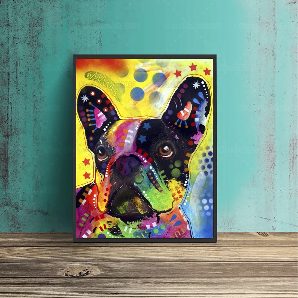 Ручная роспись Французский бульдог 5D алмазная живопись французский стразы