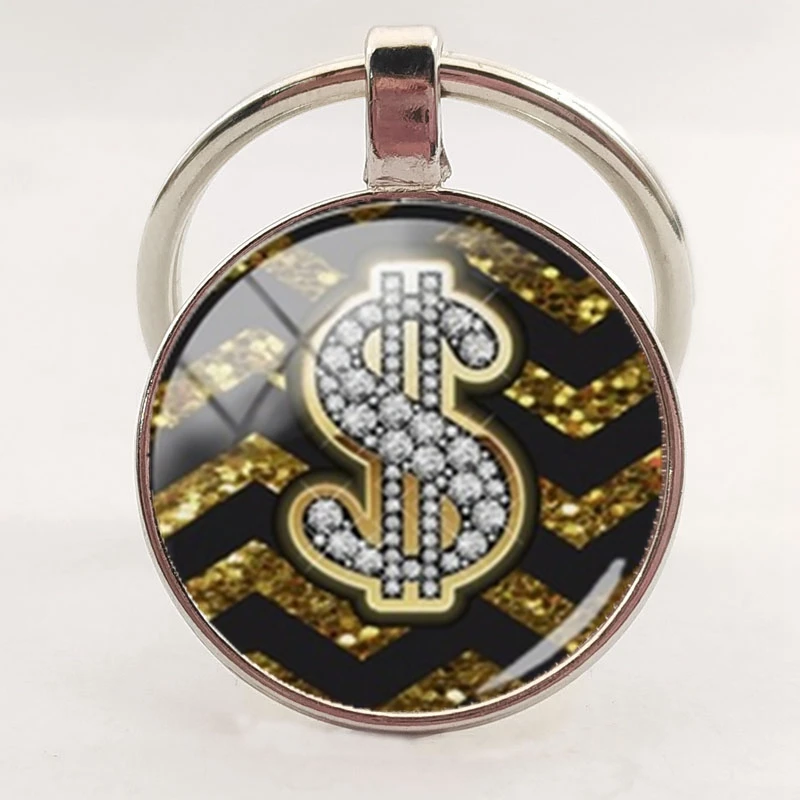 Модный брелок аксессуары символ доллара с логотипом кольцо для ключей выпуклый