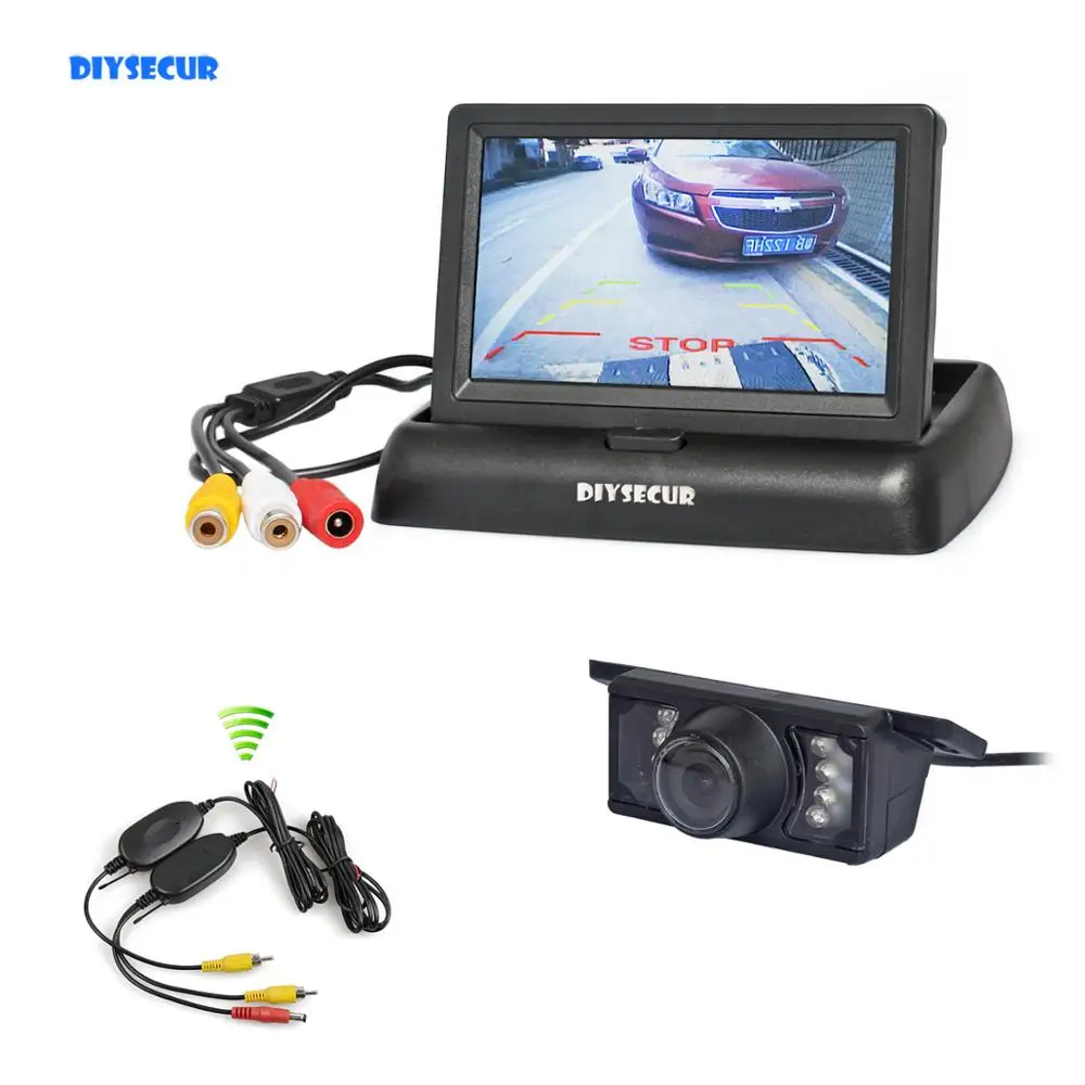 DIYSECUR беспроводной 4 3 "Складной автомобильный монитор камера заднего вида