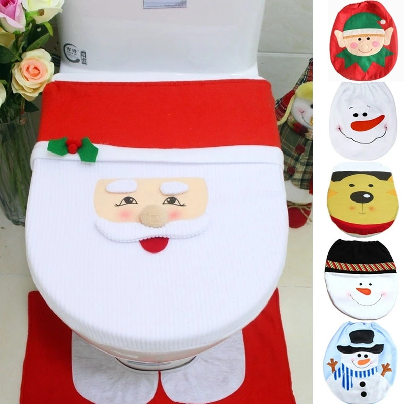 

1PC Santa Claus Toilet Seat Cover Home Decoration Christmas Overcoat Toilet Lid Case Bathroom Decorative Gifts (No Rug)