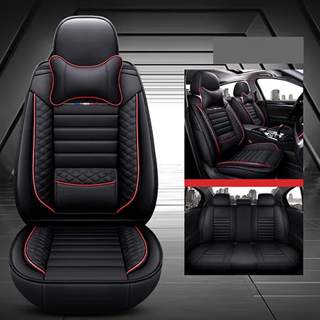 Black have 2 pillow Кожаные чехлы для автомобильных сидений 5 мест для Toyota Corolla Verso 2006 cruiser 200 estima fj cruiser fortuner hilux lc 200 mark 2 - Название цвета: Black have 2 pillow