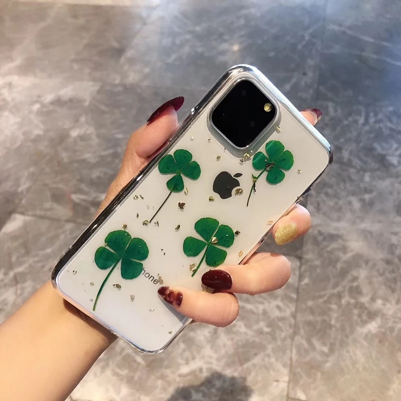 Tfshining Green Lucky Clover настоящий чехол для телефона с листами iPhone 11 X XR XS Max 6 S 7 8 Plus Pro