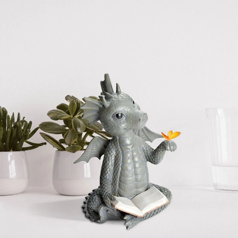

NEW-Personalized Garden Statue Balcony Cute Dragon Statue Decoration Furnishings Ornament Butterfly Home Decor Sculptures