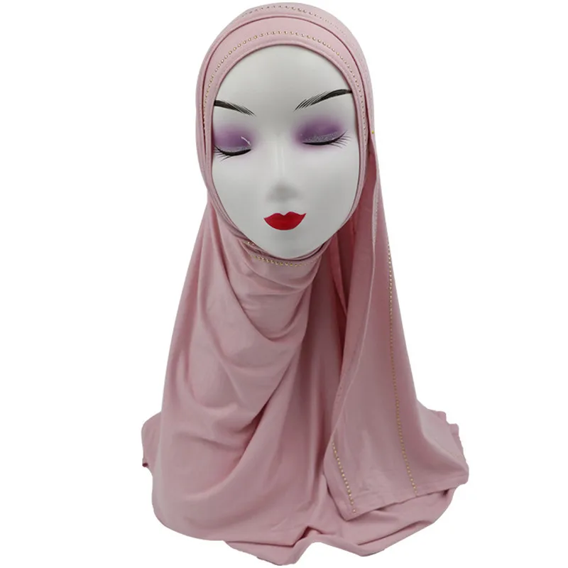 Мусульманский женский трикотаж хиджаб шарф femme Мягкий головной платок foulard femme musulman Блестящий хиджаб модальный головной платок шарфы бисероплетенные шарфы