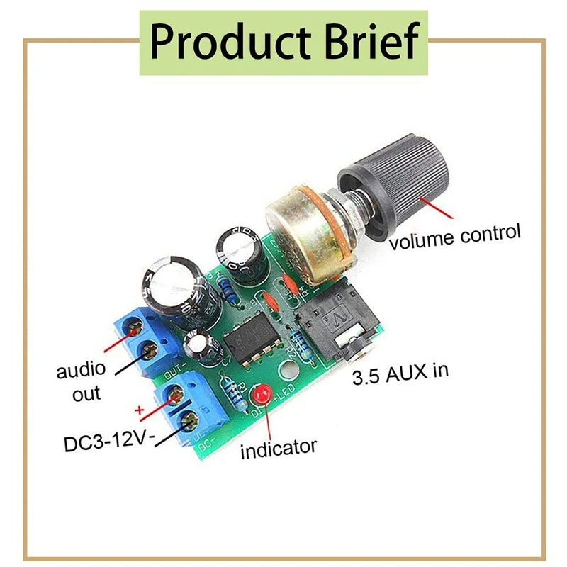 

2PCS LM386 10W Mini Power Amplifier Board Audio Amplifier Module DC 3-12V Volume Adjustable Control