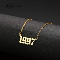 old english number necklace custom name date necklaces for women men birthday gift personalized 1980 2019 chokers jewelry