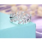 Изысканное геометрическое Открытое кольцо с листьями и кристаллами Zifconia для женщин Свадебное Обручальное вечернее кольцо модное регулируемое ювелирное изделие