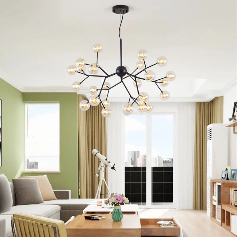 Northern Europe Living Room Pendant Post Modern Firefly Lamp Master Bedroom Glass ball Restaurant Clothing Store Magic Bean | Лампы и