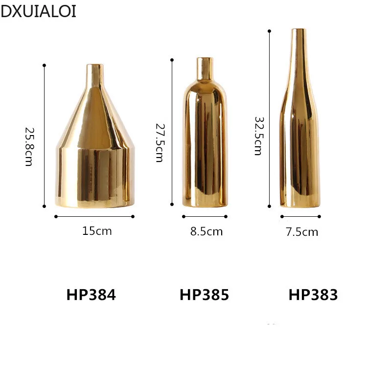 

Nordic golden electroplating crafts ceramic vase home decoration Modern minimalist handmade flower vase Holiday gift