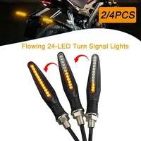 24pcs super bright motorcycle turn signal led light 12v flowing water blinker flashing indicator bendable tail stop signal lamp
