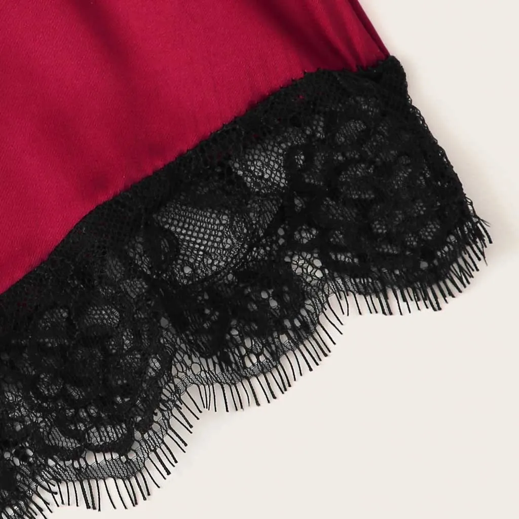 Пикантные Для Женщин Кружевной Бюстгальтер пятно Шелковый комбинезон пижамы