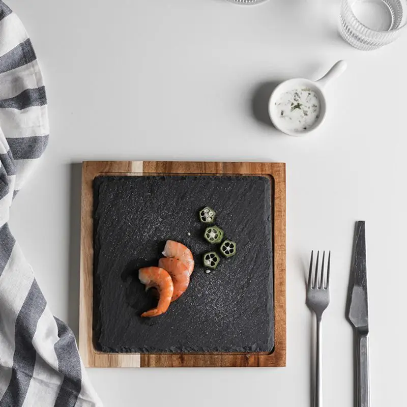 

Japanese Style Kitchen Decorative Tray Wooden Tray Creative Pizza Food Plate Solid Wood Barbecue Western Food Holder Pad