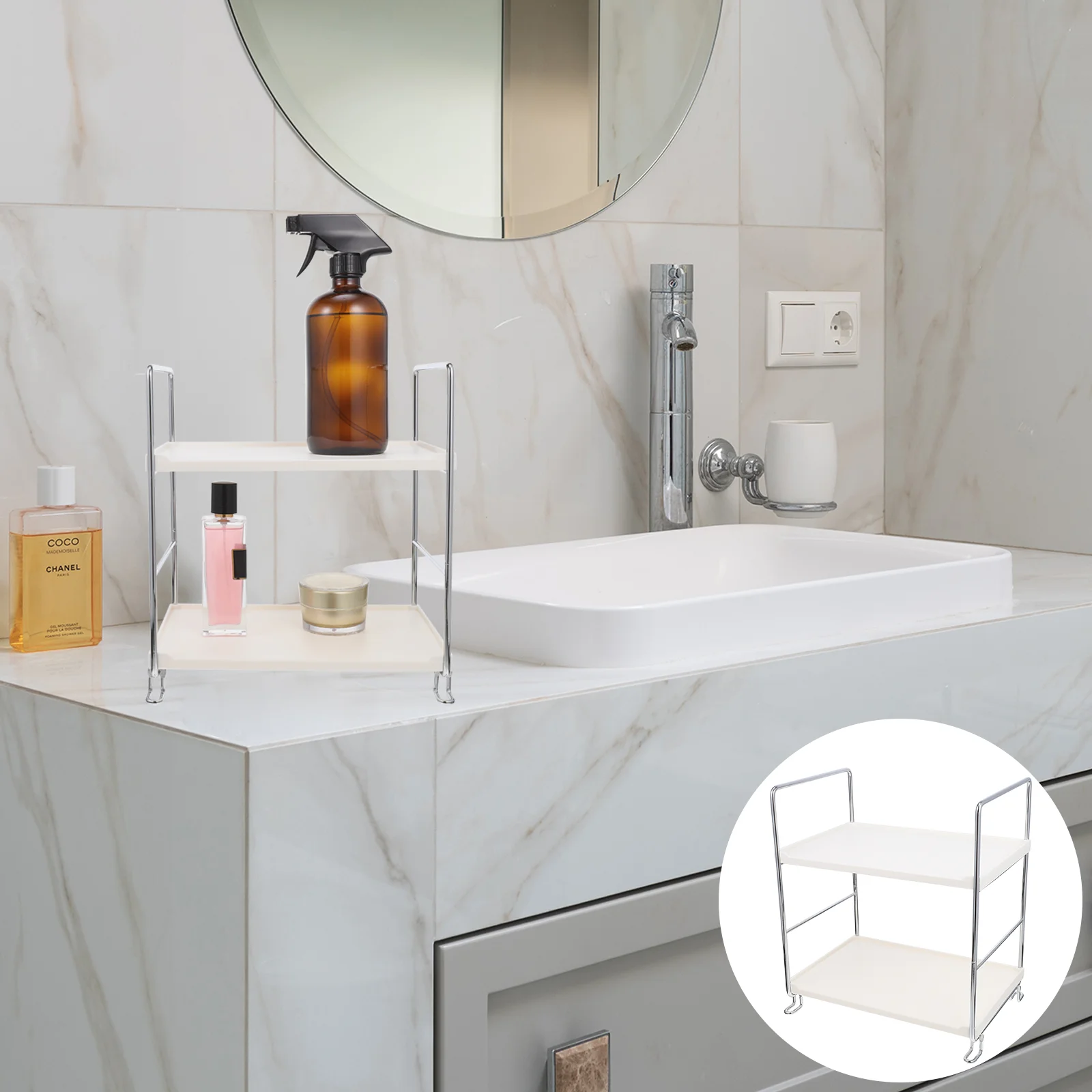 

1PC Multi-purpose Desktop Sundries Rack Reliable Home Two-layer Storage Holder