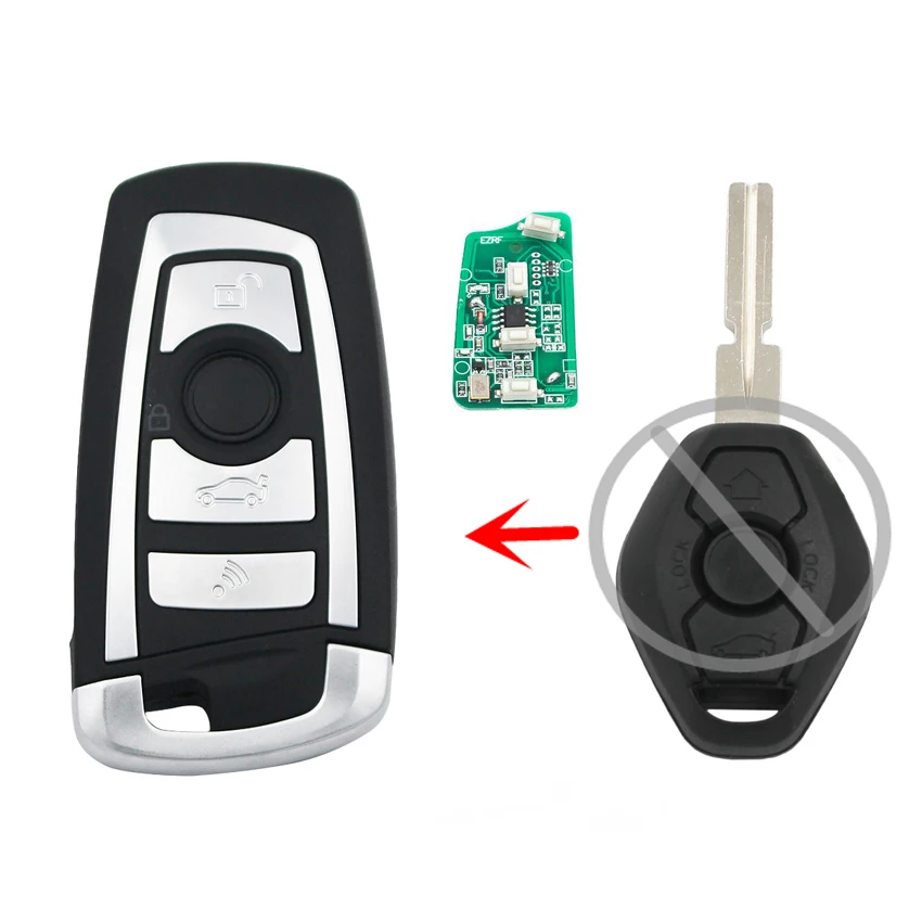 4 кнопки EWS модифицированный дистанционный ключ брелок 433 МГц с PCF7935AA ID44 чип для BMW
