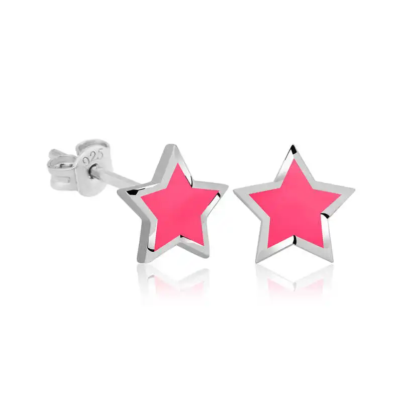 

Серебряные фосфоресцентные розовые серьги в форме звезды Silverlina